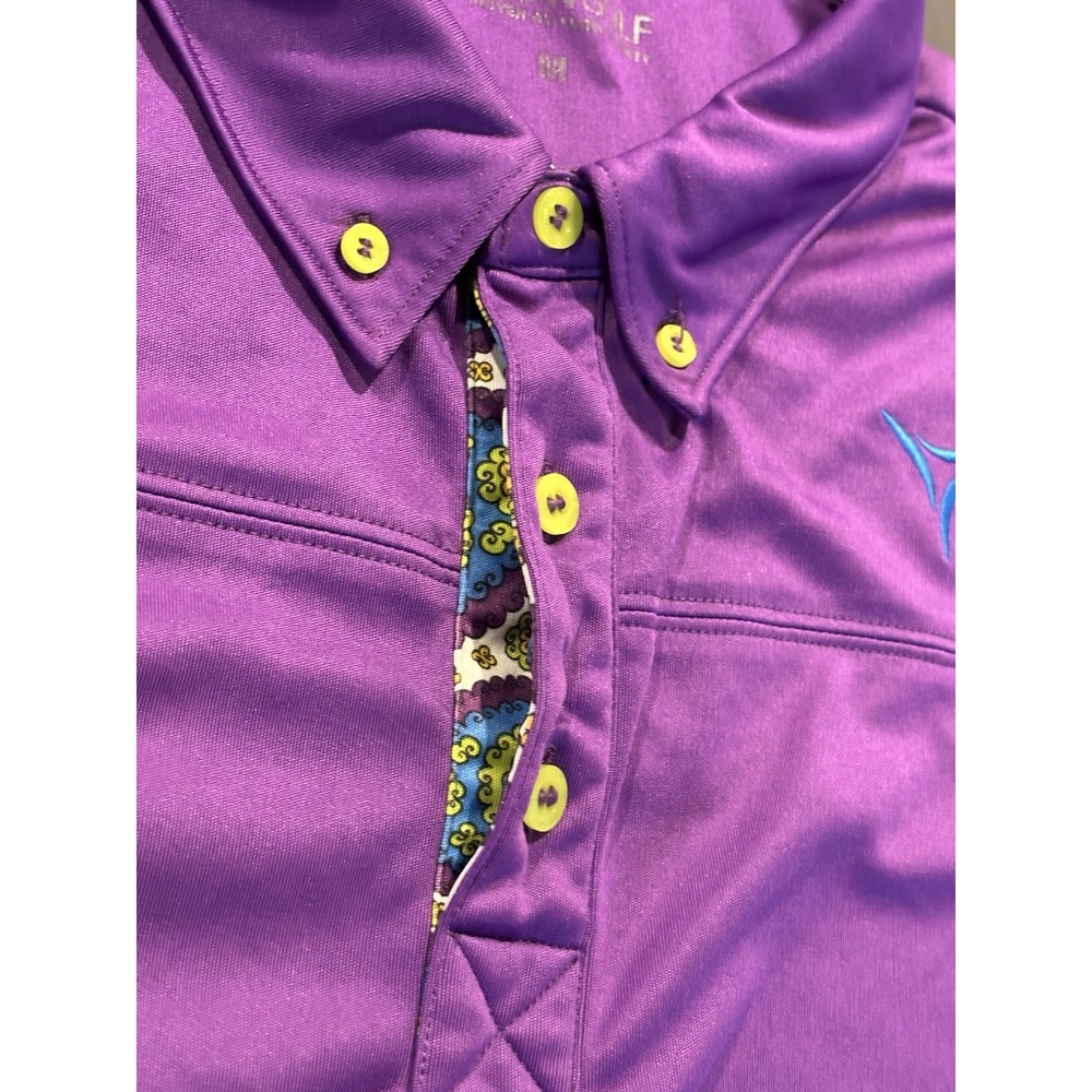 FlowGolf Men's Performance Golf Polo Shirt with Paisley Pattern Collar Detail - Picture 6 of 10